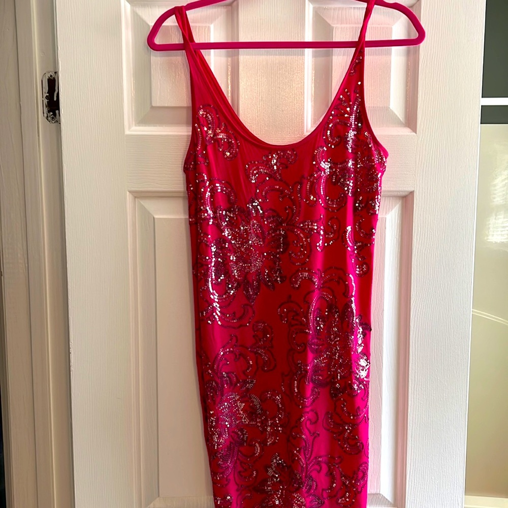 Classic Red Sequin Slip Dress - Unbranded